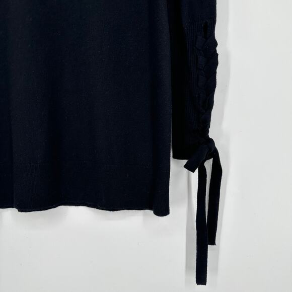 Ramy Brook Walt Turtleneck Sweater Dress Wool Cashmere Blend Lace-Up Sleeve Mini - Picture 9 of 13